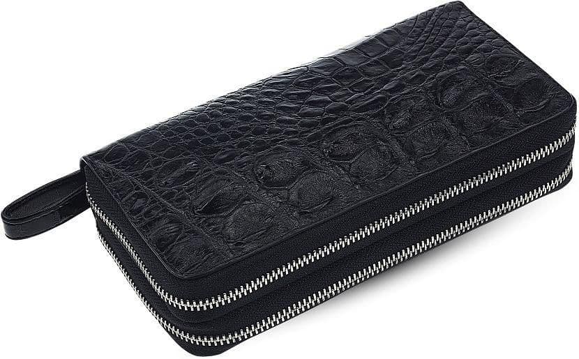 Гаманець-клатч Exotic Leather з натуральної шкіри крокодила Чорний (cw 37)