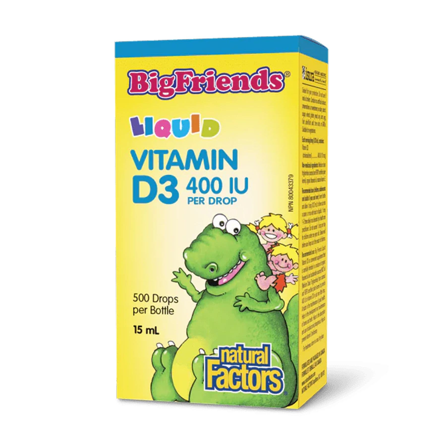BigFriends Вітамін D3 рідкий 400 МО для дітей, 15 мл, Natural Factors