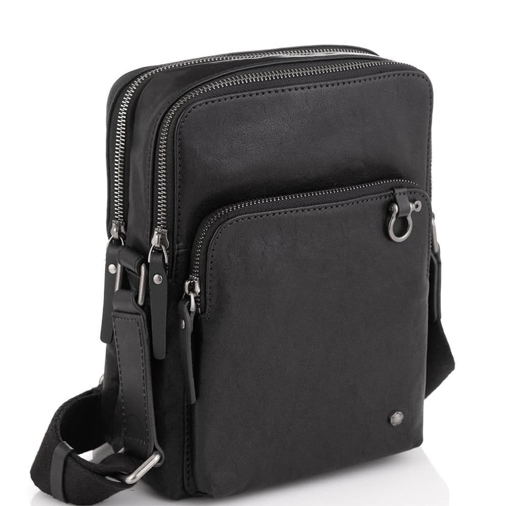 Сумка через плече шкіряна чорна Tiding Bag SM13-0014A