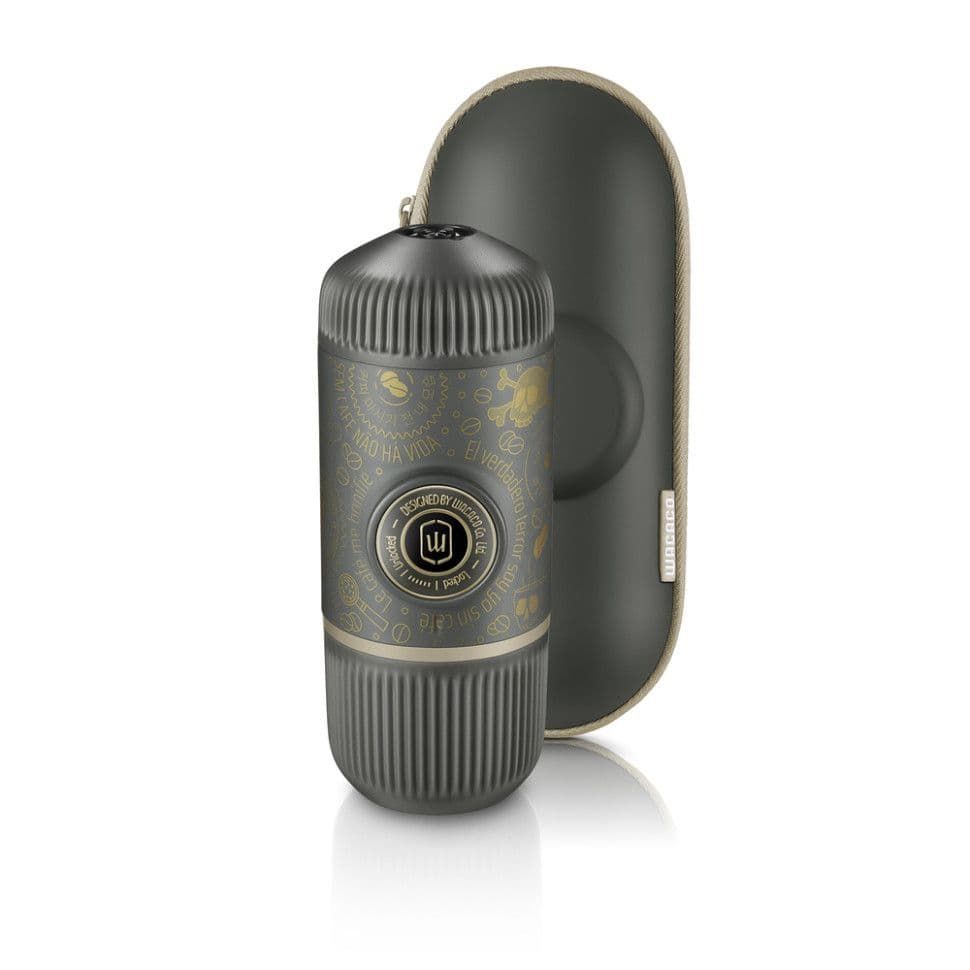 Портативна еспресо-кавоварка Wacaco Nanopresso темно-сіра з чохлом, механічна, для меленої кави