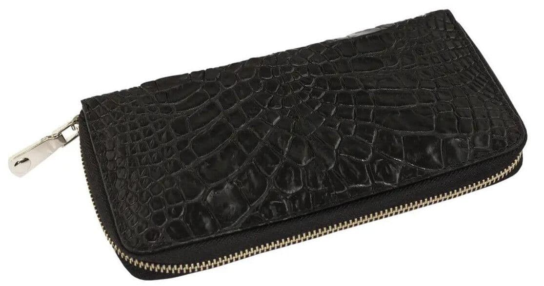 Гаманець Exotic Leather з натуральної шкіри крокодила Чорний (cw 82_6)