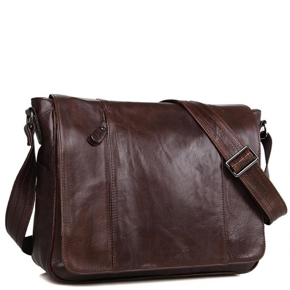 Стильная мужская кожаная сумка через плечо с клапаном Tiding Bag 7338C