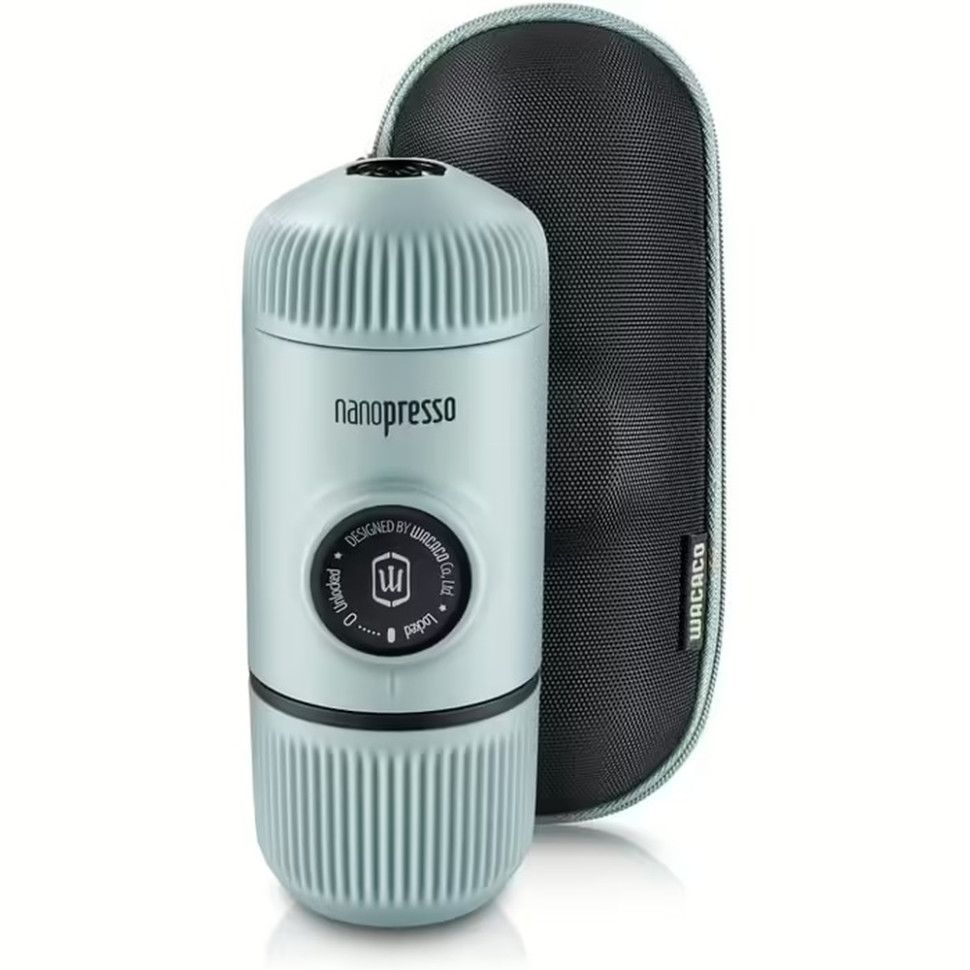 Портативная еспресо-кофеварка Wacaco Nanopresso голубая с чехлом, механическая, для молотого кофе