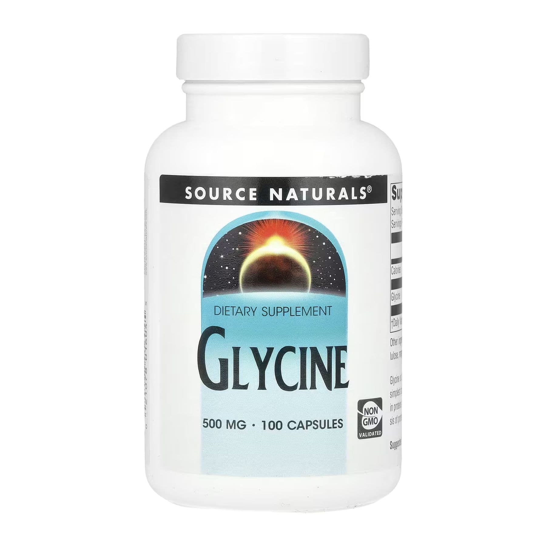 Гліцин 500 мг, 100 капсул, Source Naturals