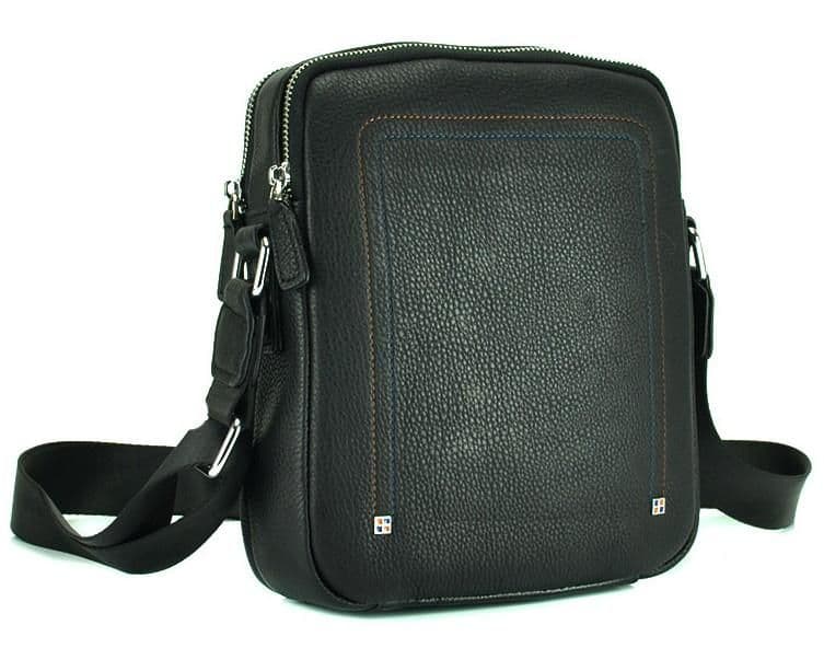 Сумка на плечо мужская кожаная черная Tiding Bag NA50-5202A