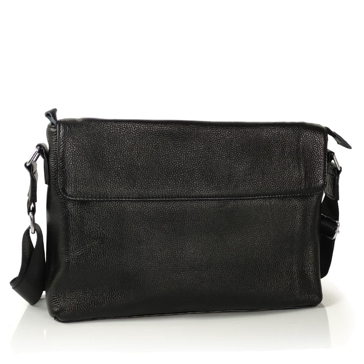 Сумка через плече чоловіча шкіряна чорна Tiding Bag FL-TRCH-6903A