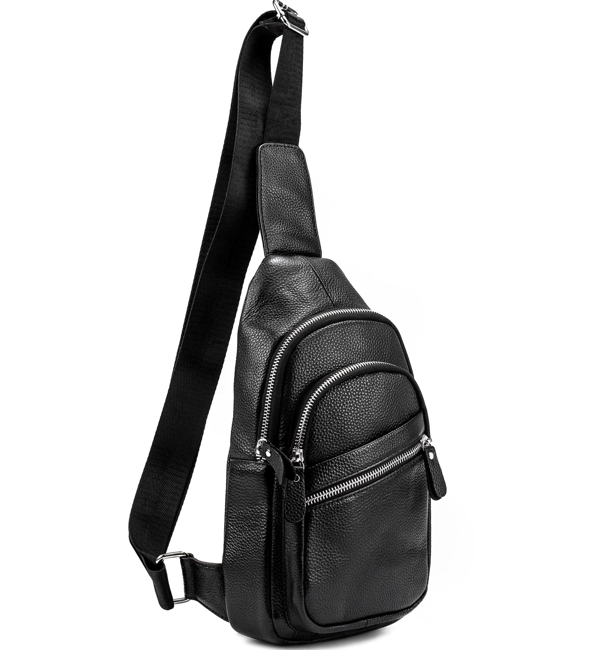 Чоловічий чорний шкіряний слінг Tiding Bag A25-5424A