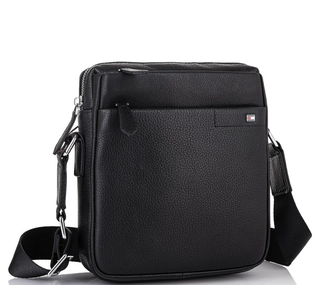 Чоловіча шкіряна сумка через плече чорна Tiding Bag SM8-919A
