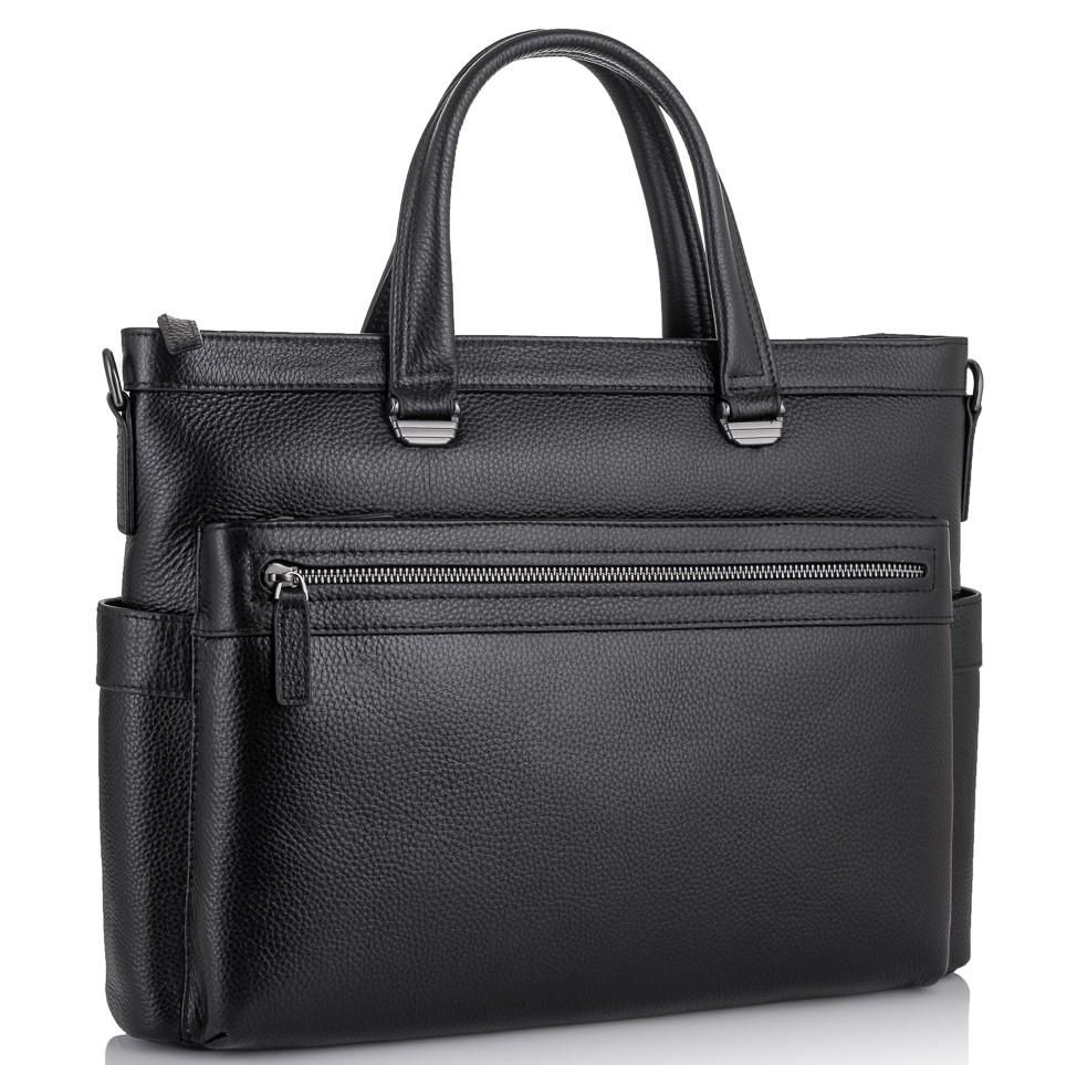 Класична чоловіча чорна шкіряна сумка Tiding Bag SM8-8990-1A