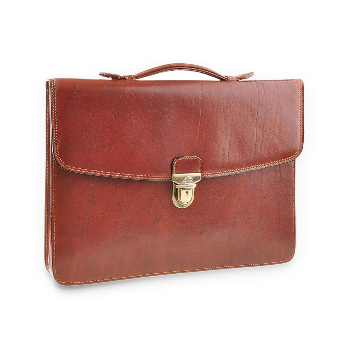 Мужской портфель из глянцевой натуральной кожи быка Tony Perotti 21014_1 (8091l cognac) Коньячный