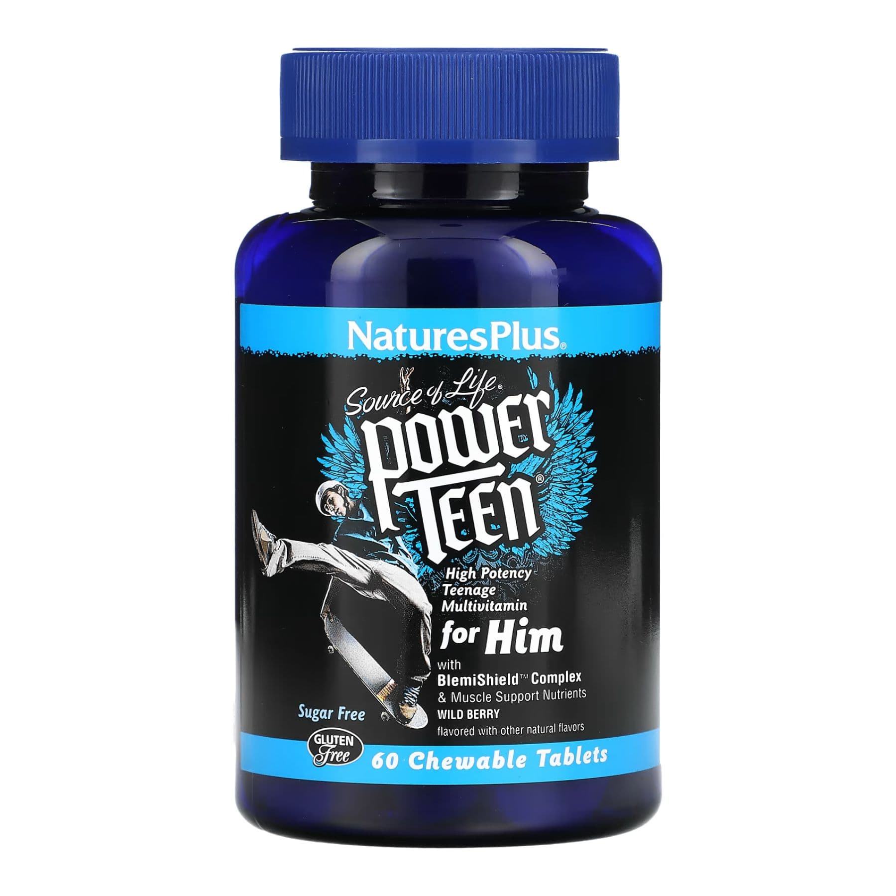 Power Teen His — мультивитамины для подростков, жевательные, 60 таблеток, Nature's Plus