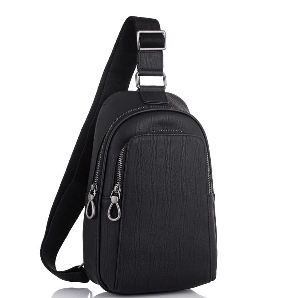 Чоловіча шкіряна сумка-слінг чорна Tiding Bag SM8-825A — фото 1
