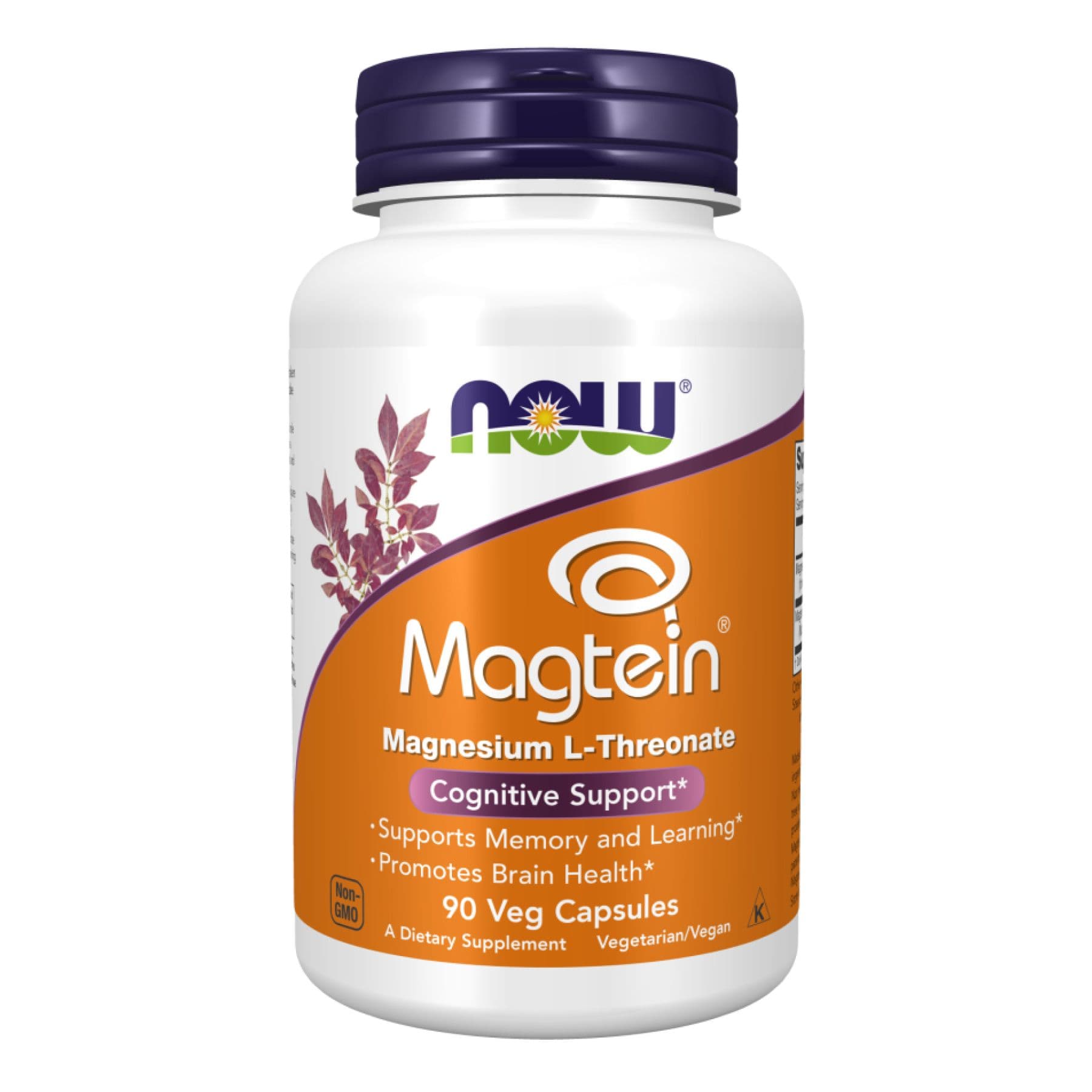 Магний L-треонат Magtein, 90 вег. капсул, Now Foods