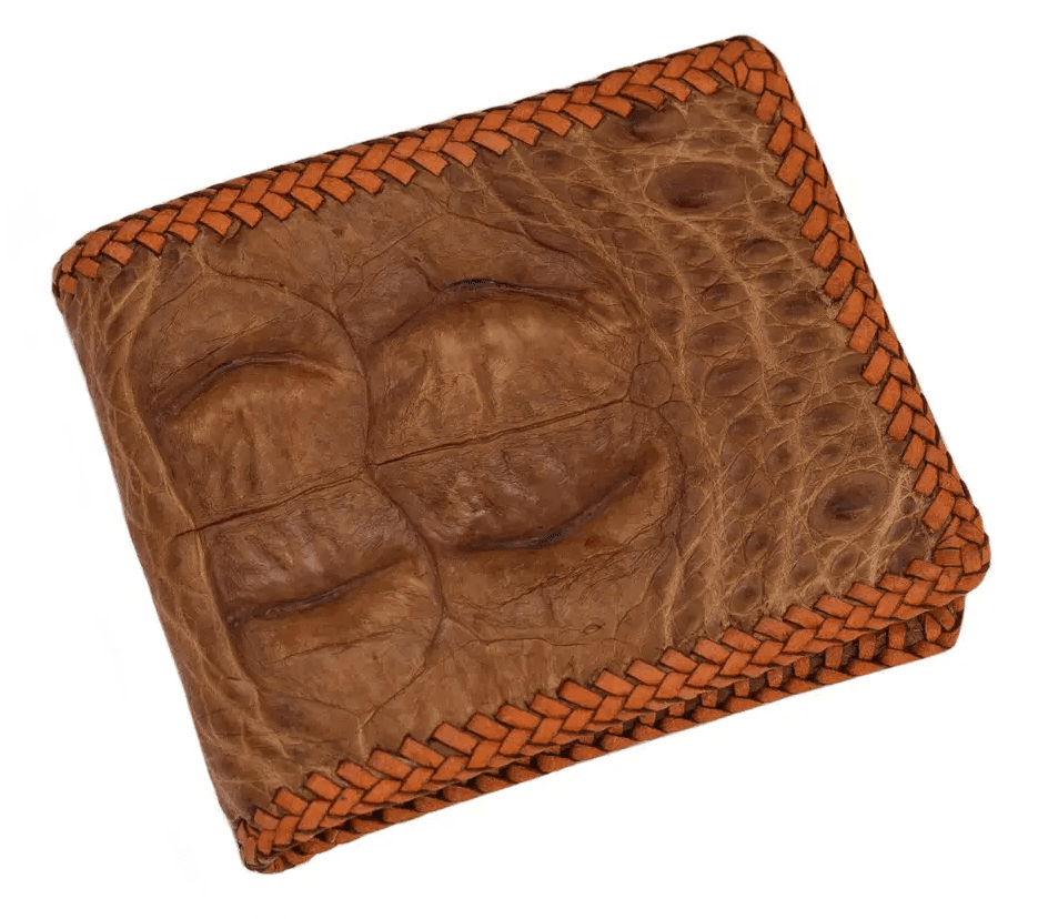 Гаманець зі шкіри крокодила з обплетенням Exotic Leather Коричневий (cw17_1)