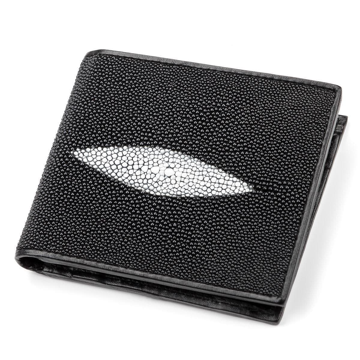 Портмоне чоловіче з натуральної шкіри морського скату Exotic Leather Чорне (stw120)