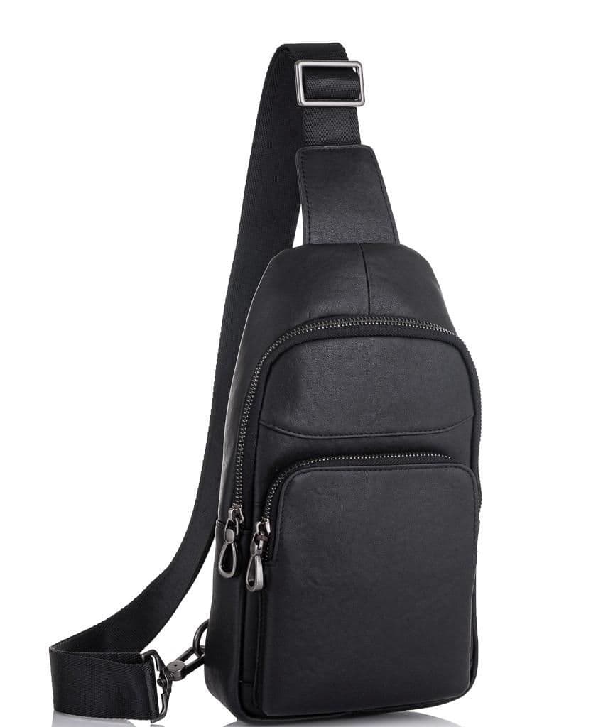 Чоловічий чорний шкіряний слінг Tiding Bag NM11-7526A — фото 1