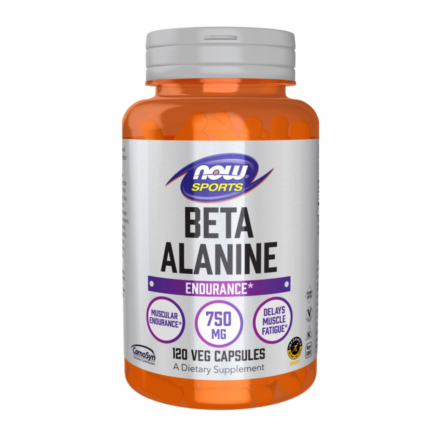 Бета-аланін 750 мг, 120 вегетаріанських капсул, Now Foods