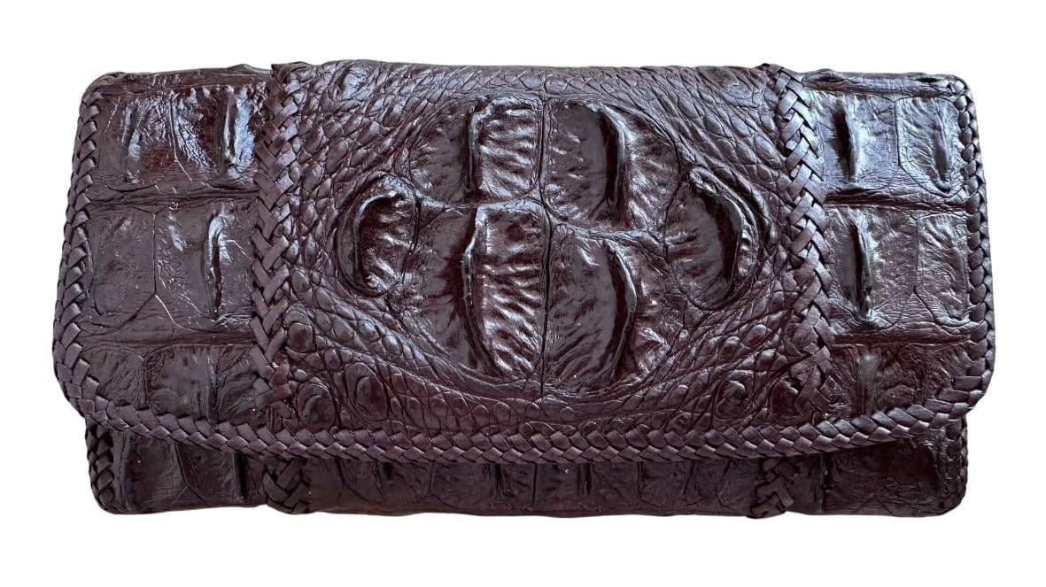 Гаманець портмоне жіноче із натуральної шкіри крокодила Exotic Leather Коричневе (cw 125)
