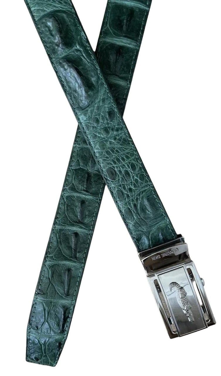 Ремінь чоловічий зелений із натуральної шкіри крокодила Exotic Leather (crb 05_2)