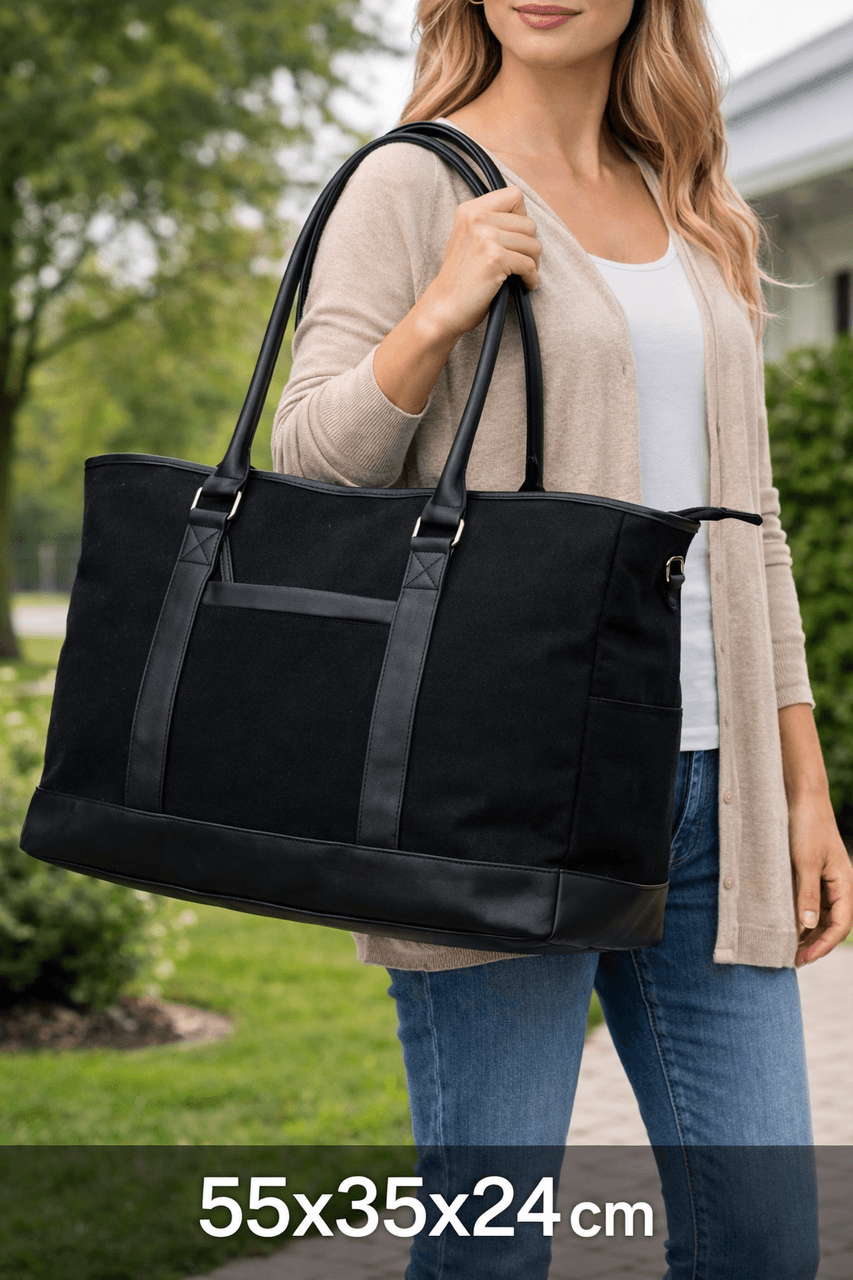 Коттонова дорожня сумка 40L Live in style Weekender чорна 55х35х24 см — фото 1
