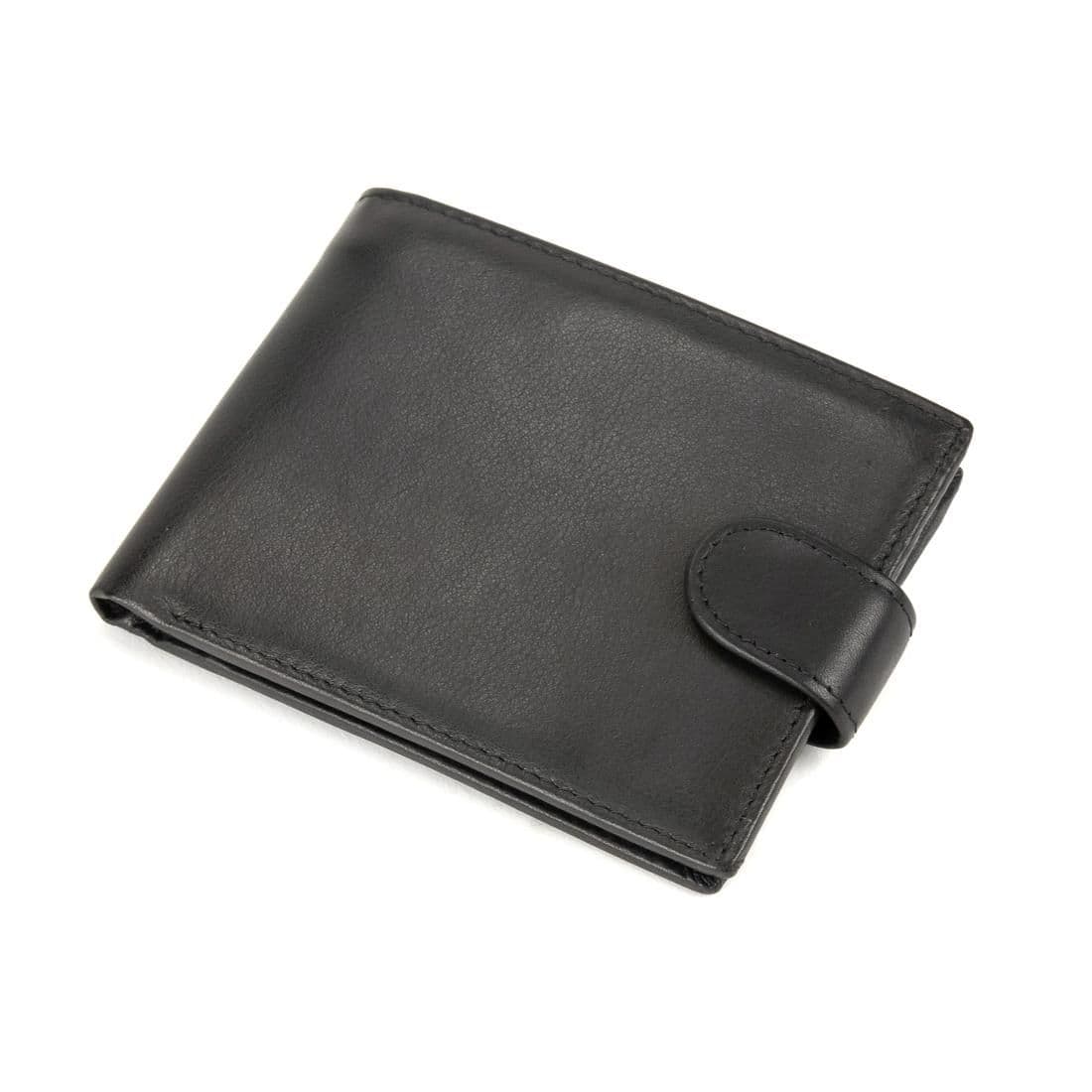 Портмоне черное кожаное на кнопке Tiding Bag M39-8068BRA