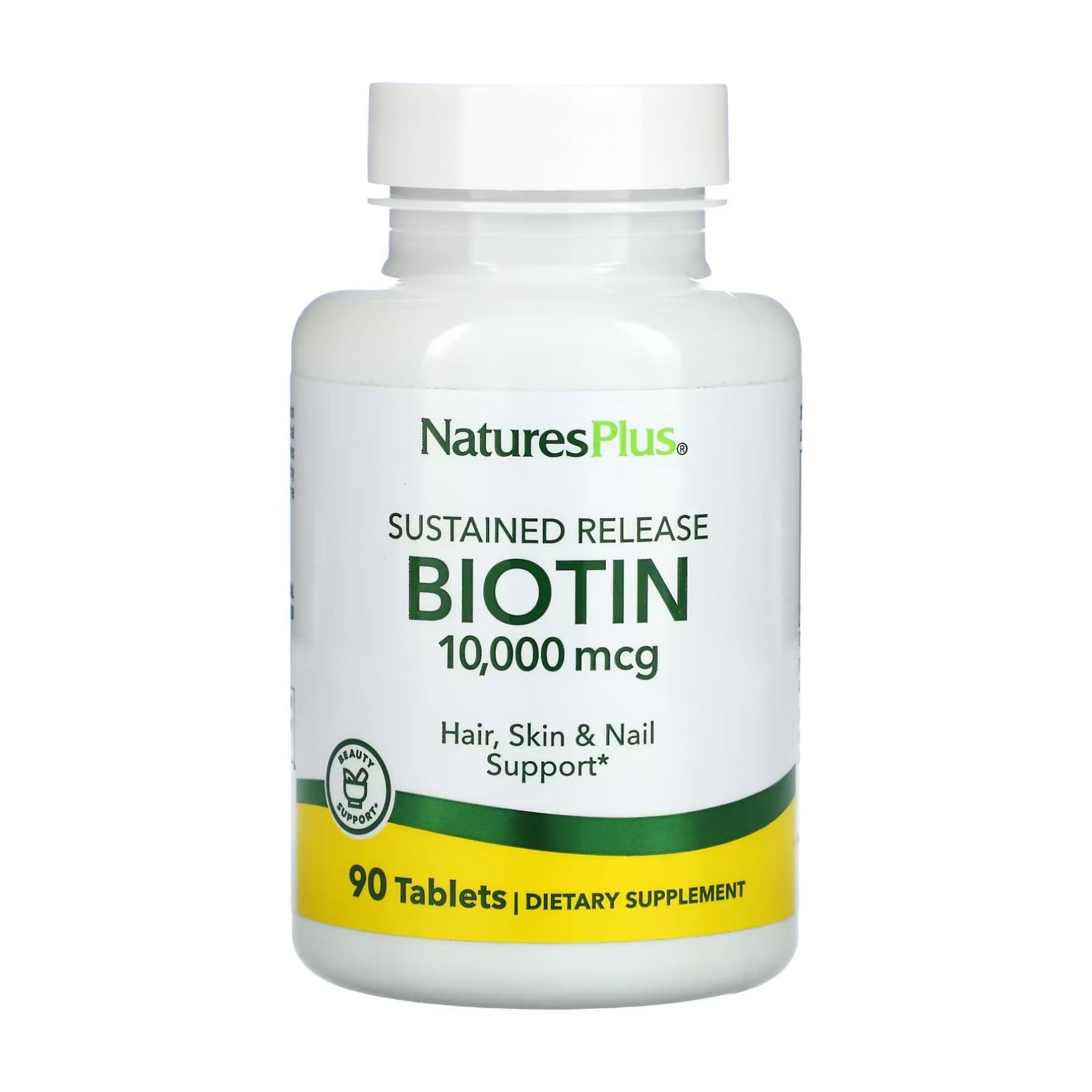 Биотин, 10 000 мкг, 90 таблеток, Nature's Plus