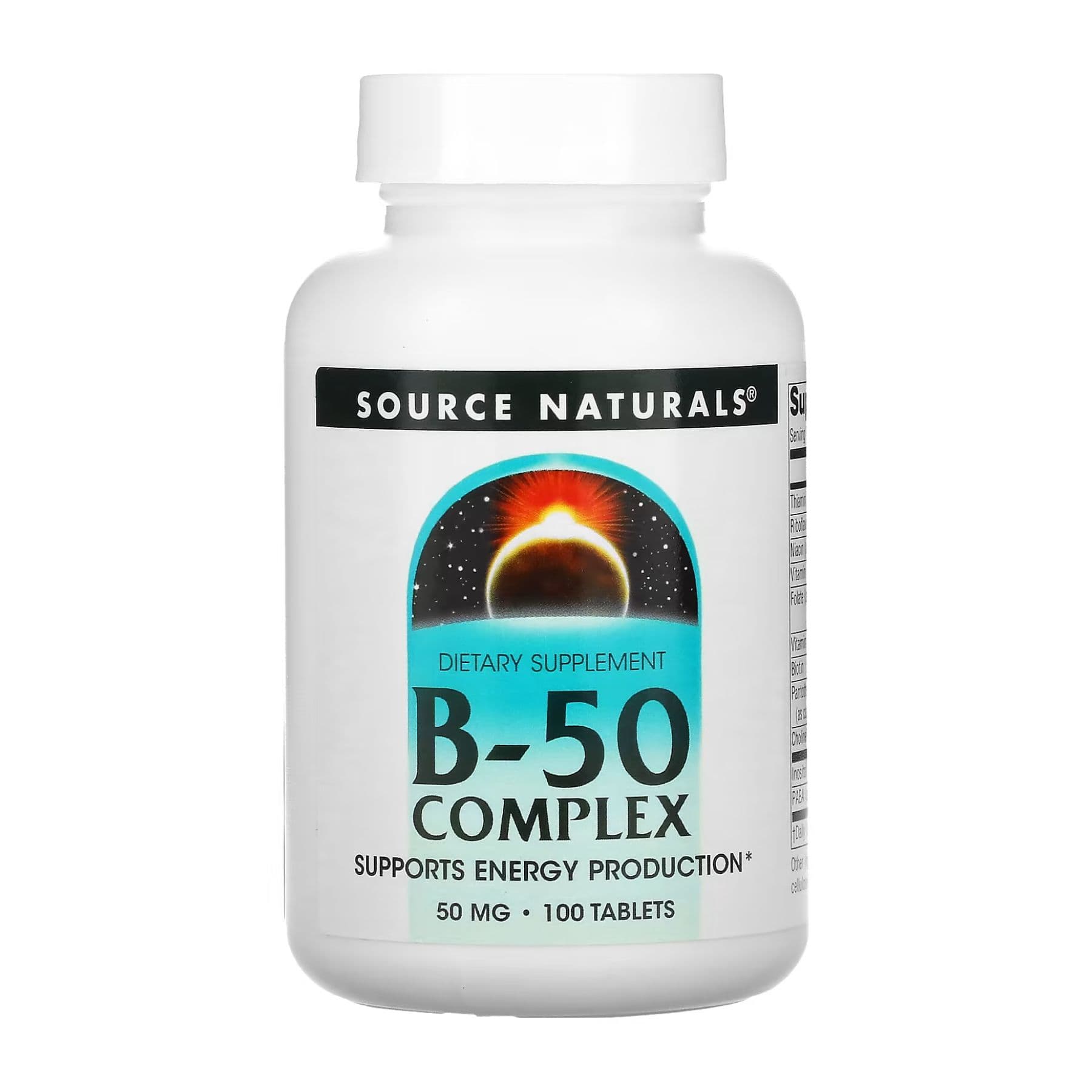 Витамин B-50 комплекс 50 мг, 100 таблеток, Source Naturals