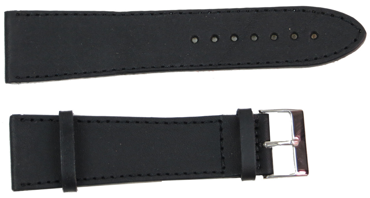 Широкий ремінець для годинника зі шкіри Mykhail Ikhtyar Ш26 мм чорний — фото 1