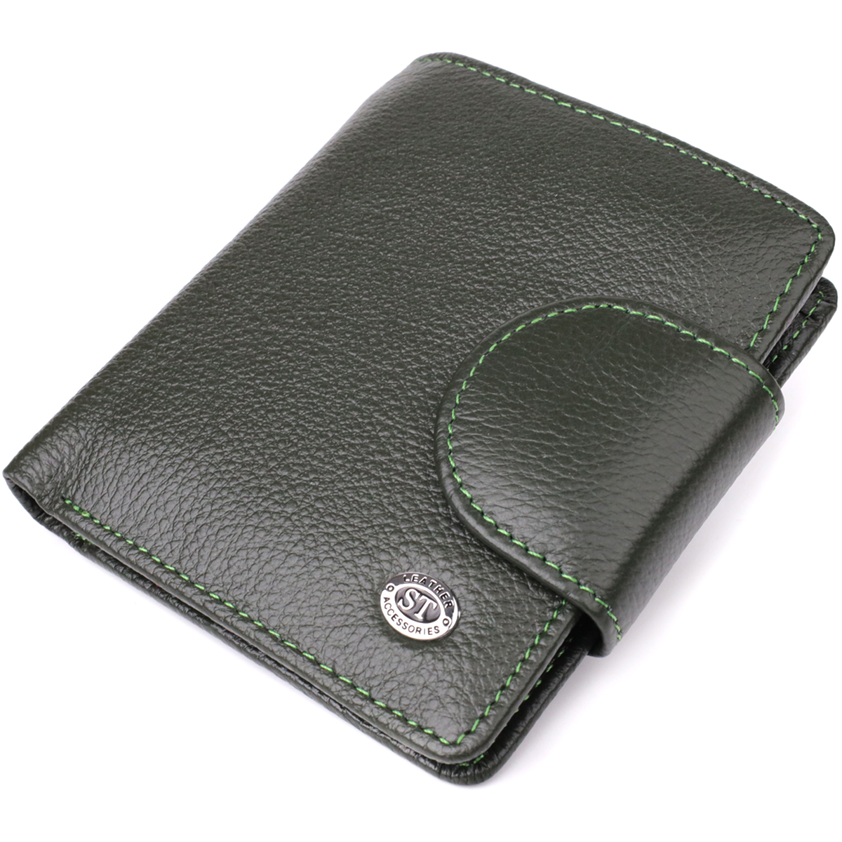 Вертикальний жіночий гаманець з натуральної шкіри ST Leather 23070 Зелений