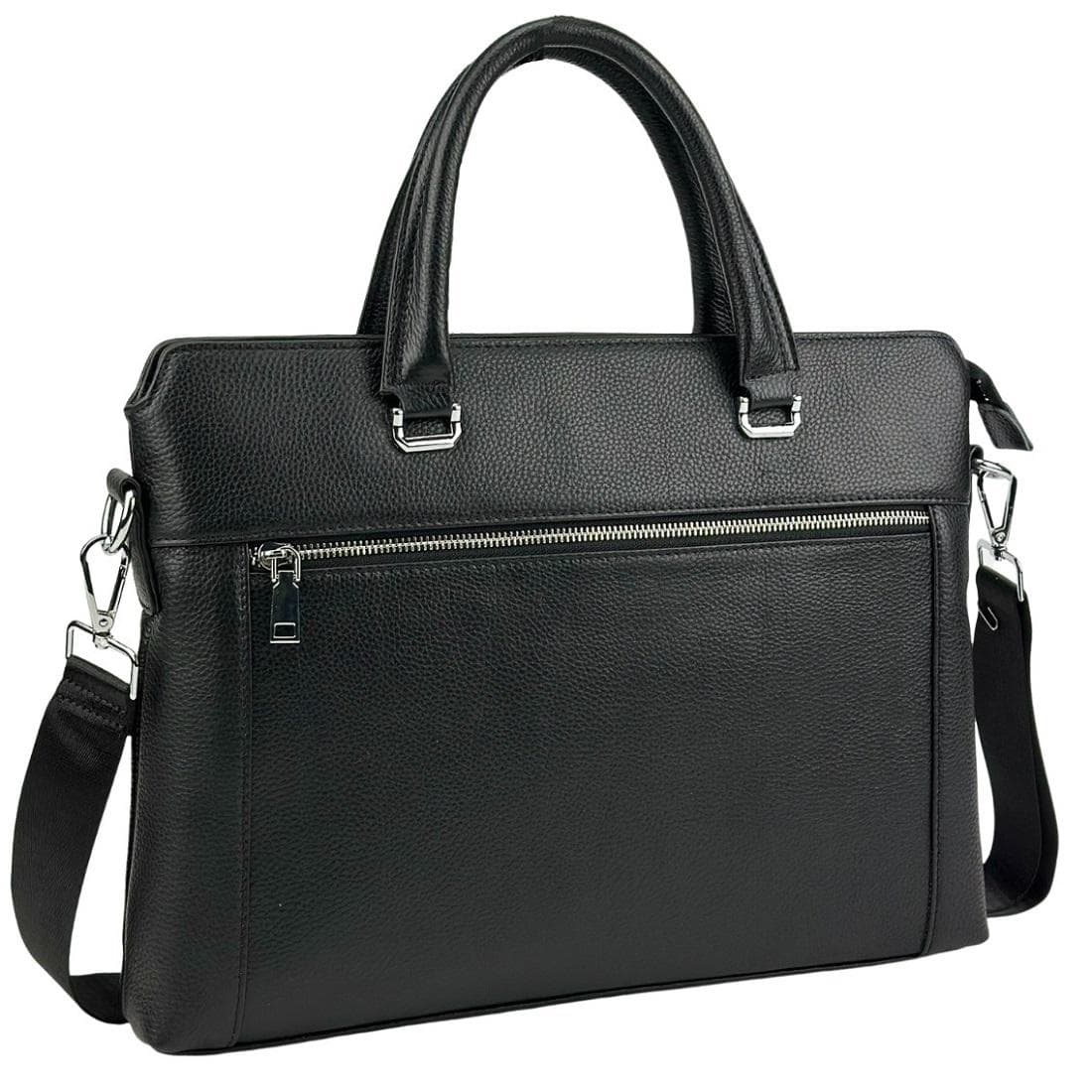 Сумка для ноутбука черная кожаная Tiding Bag A25F-9157-1A