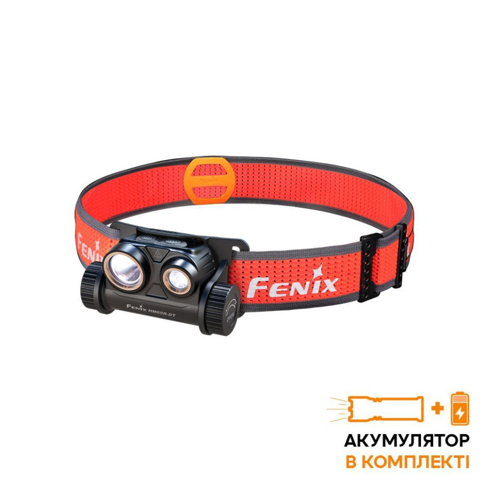Ліхтар налобний для бігу Fenix HM65R-DT, чорний — фото 1