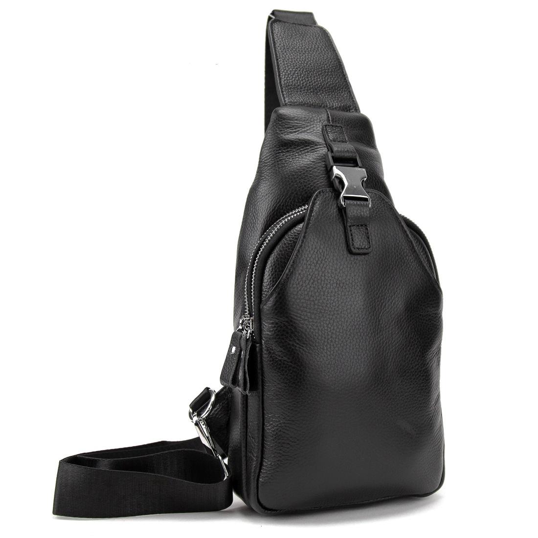 Шкіряний чорний слінг через плече Tiding Bag A25F-6809-11A — фото 1