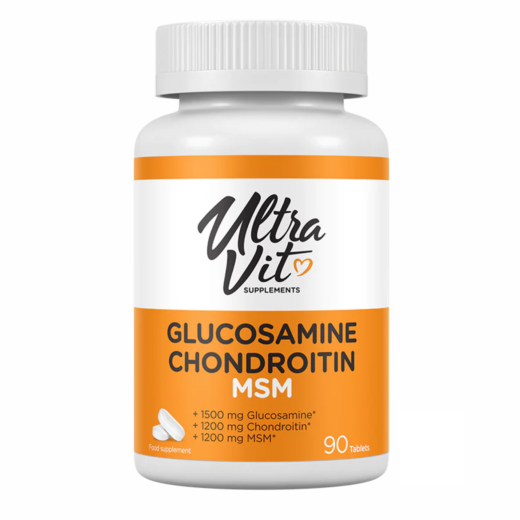 Ultravit Glucosamine Chondroitin MSM - 90 tabs (Повреждена банка)