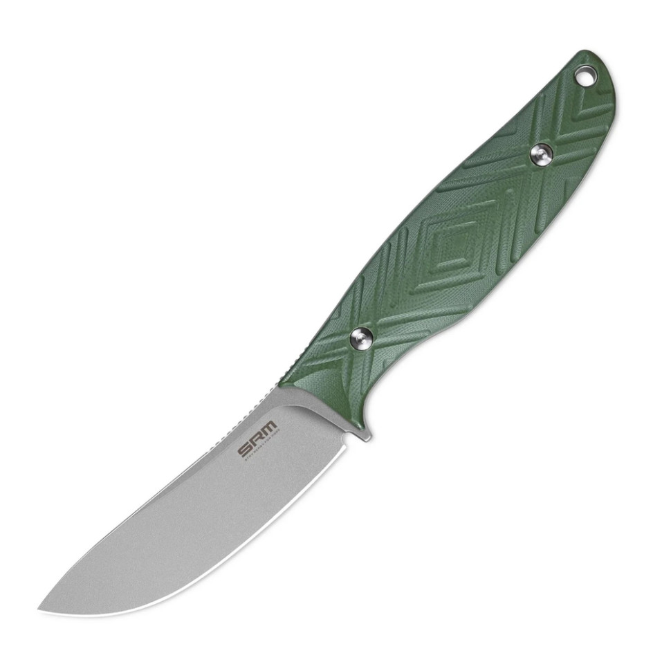 Ніж з чохлом туристичний SRM Fossa 605T-GP, (8.8 см) 14C28N / G10 зелений — фото 1