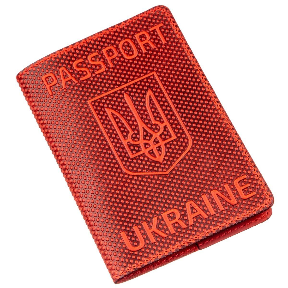 Обкладинка на паспорт Shvigel 13958 з точковим тисненням шкіряна Червона — фото 1