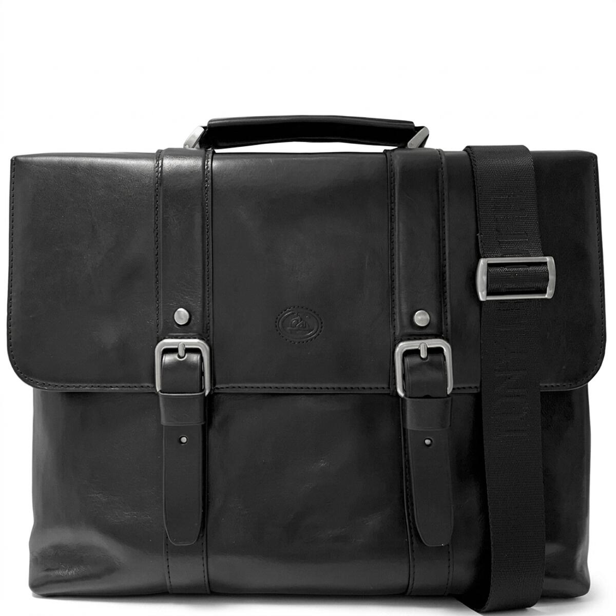 Мужской портфель из натуральной кожи Tony Perotti Italico 9225G-38 (90415) Черный — фото 1