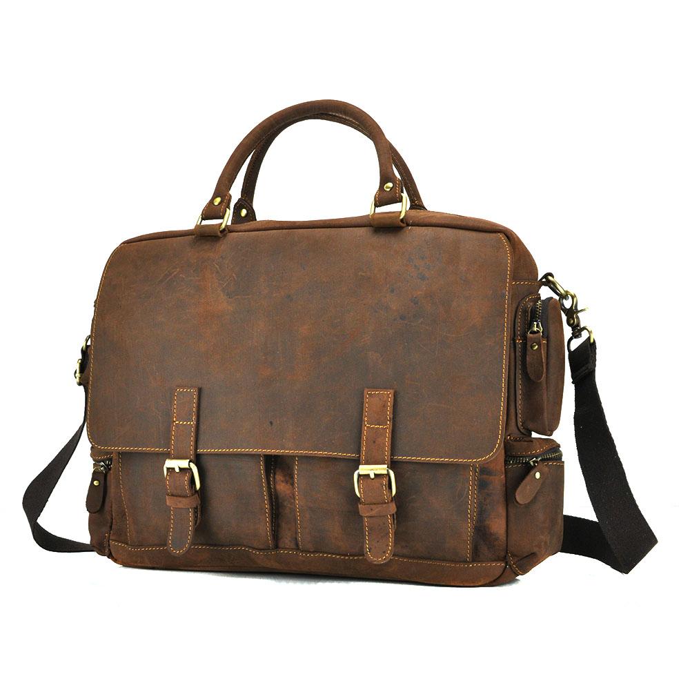 Вместительная мужская кожаная сумка для ноутбука Tiding Bag t0017