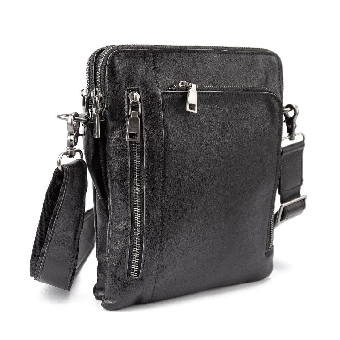 Месенджер класичний чорий в гладкій шкірі Tiding Bag 8009A