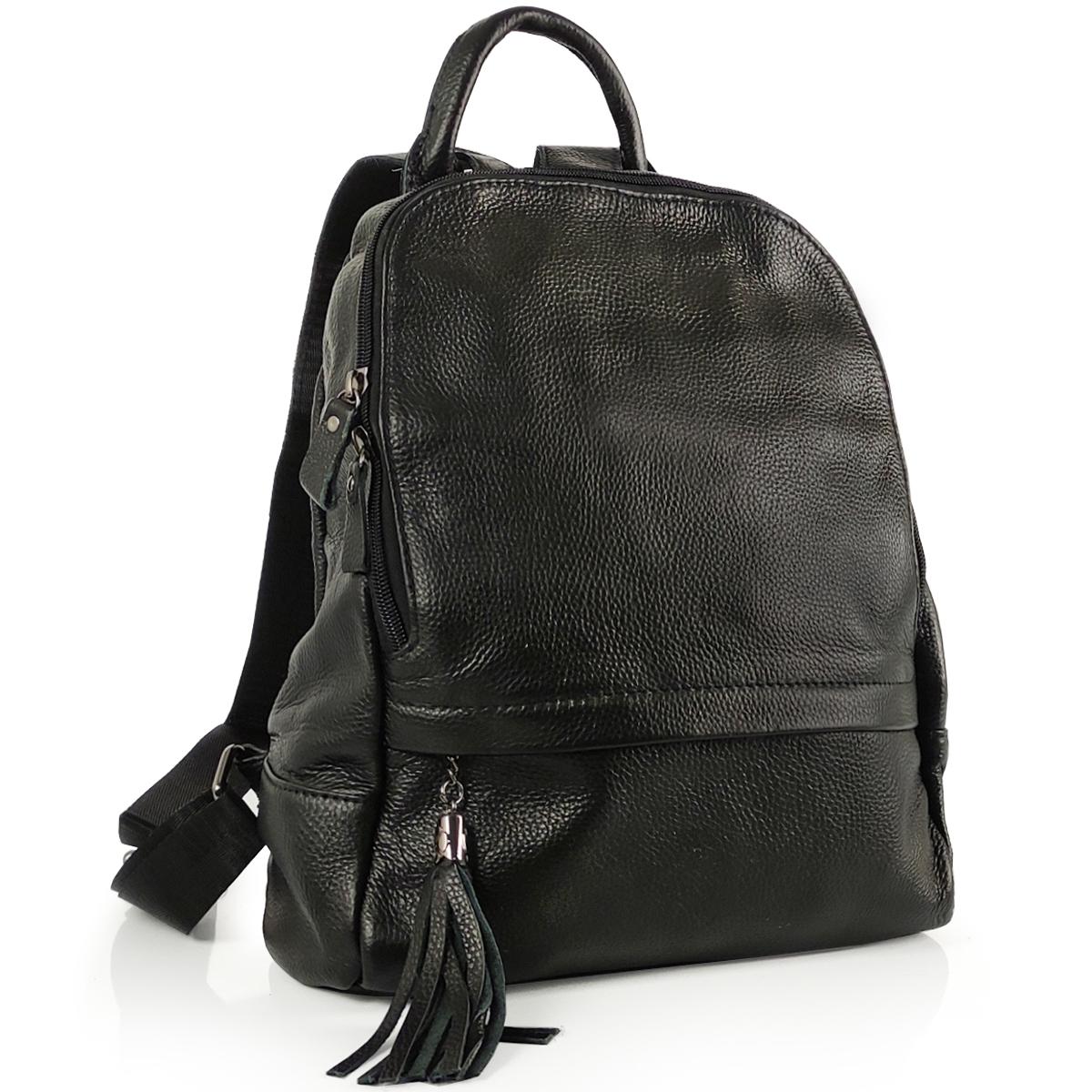 Кожаный женский черный рюкзак Olivia Leather FL-TRCH-6901A