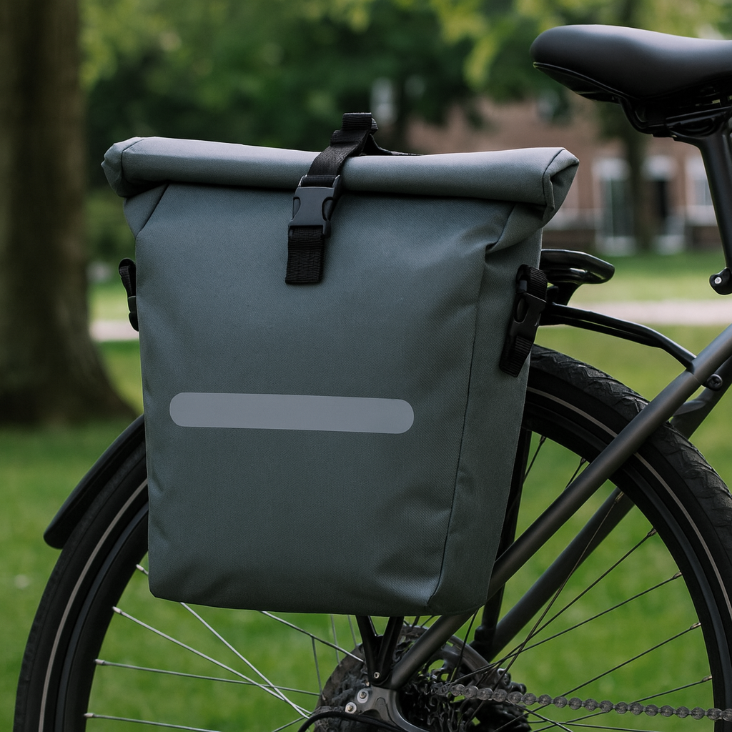 Велосипедна сумка на багажник з дощовиком 22L Bikemate сіра