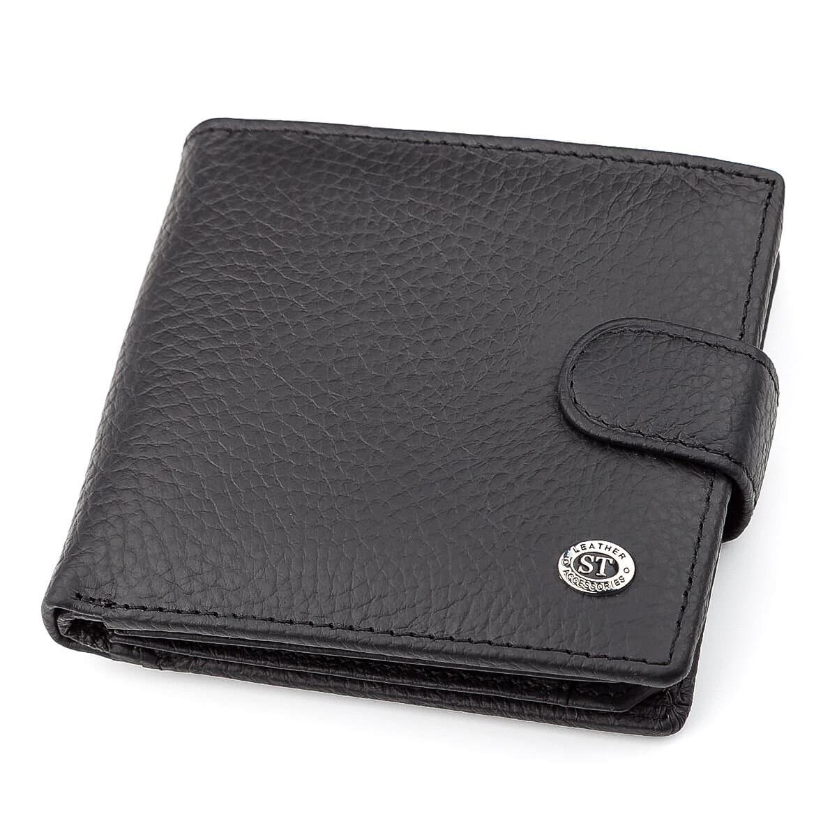 Чоловічий гаманець ST Leather 18345 (ST153) шкіряний Чорний — фото 1