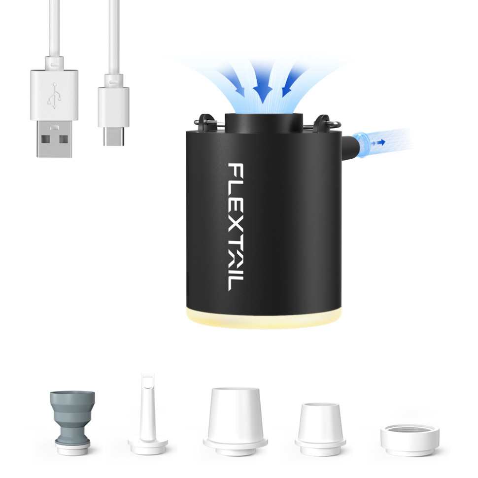 Насос-фонарь кемпинговый Flextail Tiny Pump Х, черный из вакуумними пакетами 2 шт (50х70)