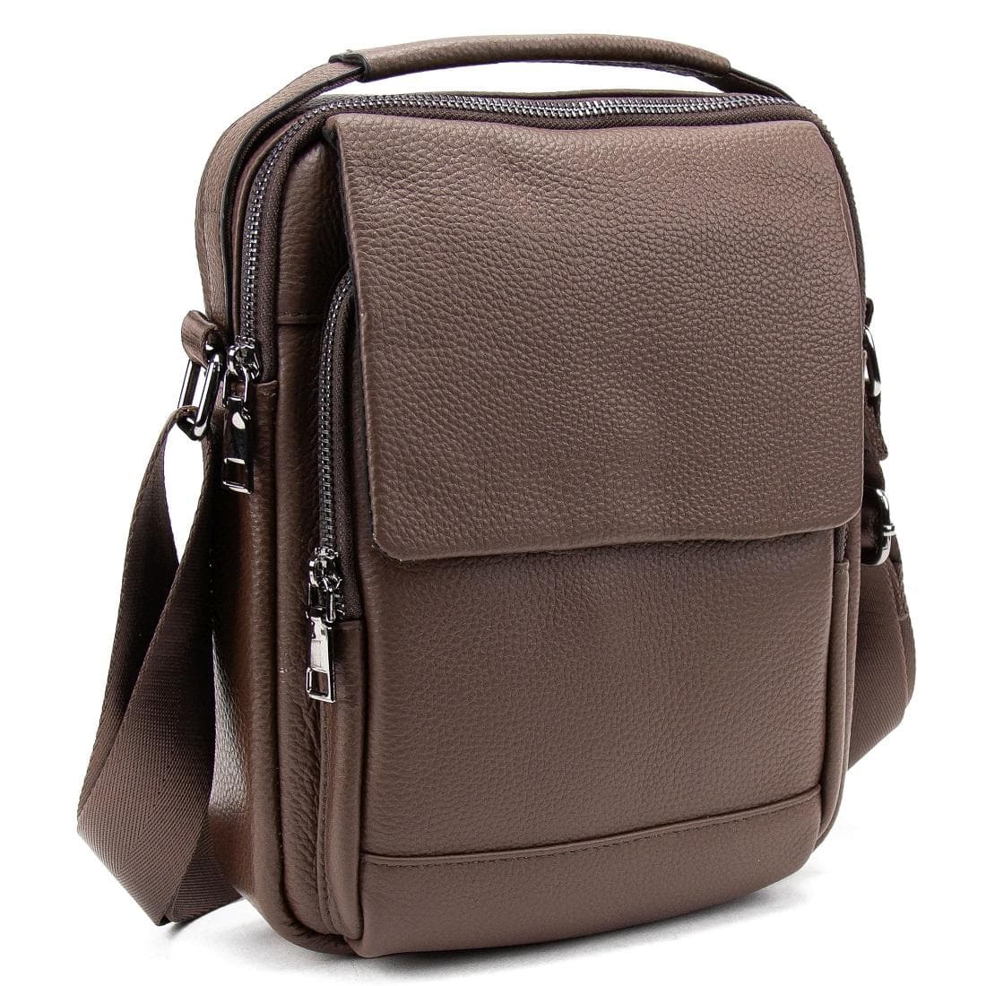 Мессенджер кожаный с ручкой Tiding Bag A25F-FL-9747C
