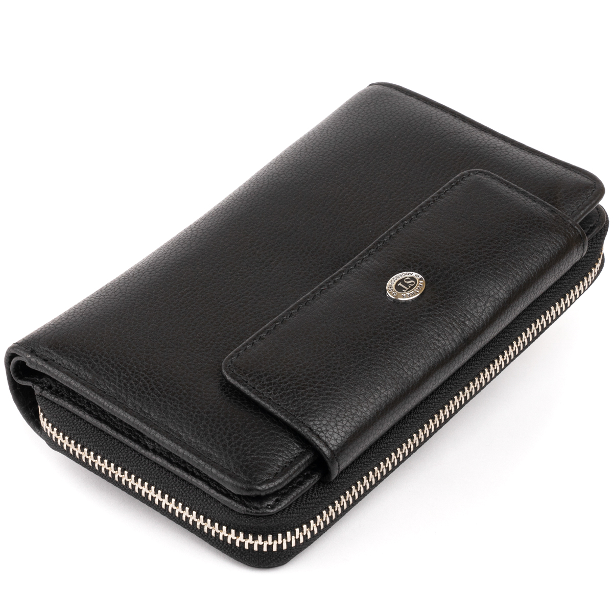 Гаманець зі шкіри на клямці ST Leather 19339 Чорний — фото 1