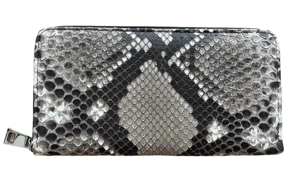 Кошелек из кожи питона Exotic Leather серо-бежевый (snw29) — фото 1