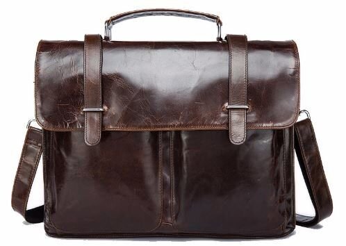 Портфель з гладкої шкіри Vintage 14866 Коричневий — фото 1