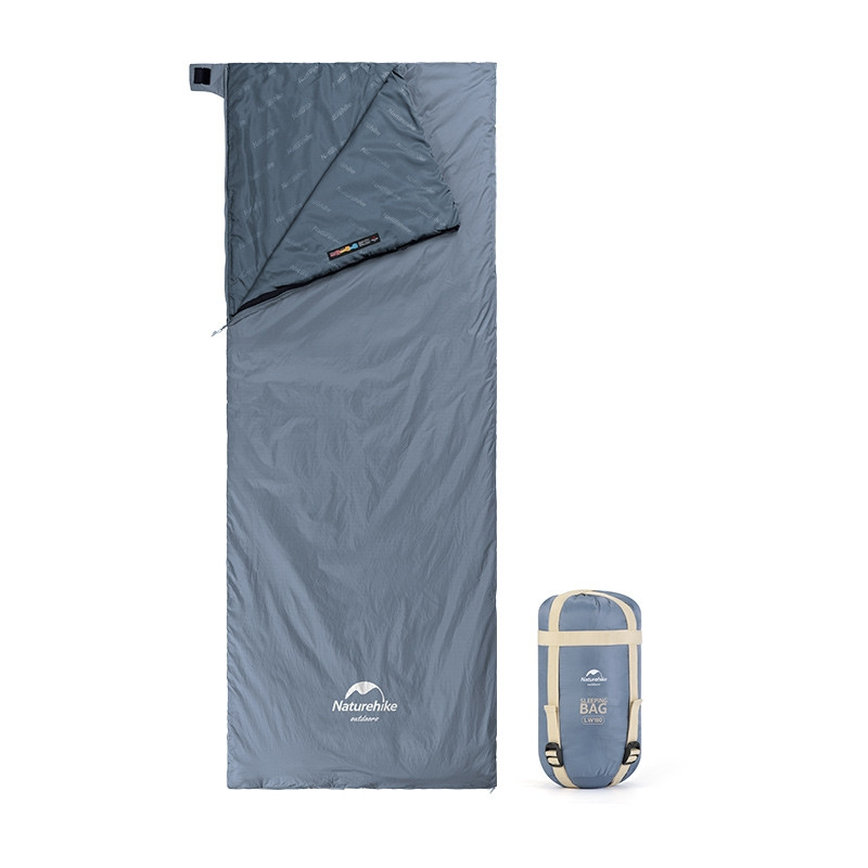 Спальник надлегкий Naturehike Ultralight LW180 NH21MSD09, (15°C), p-p M, правий, сіро-синій — фото 1