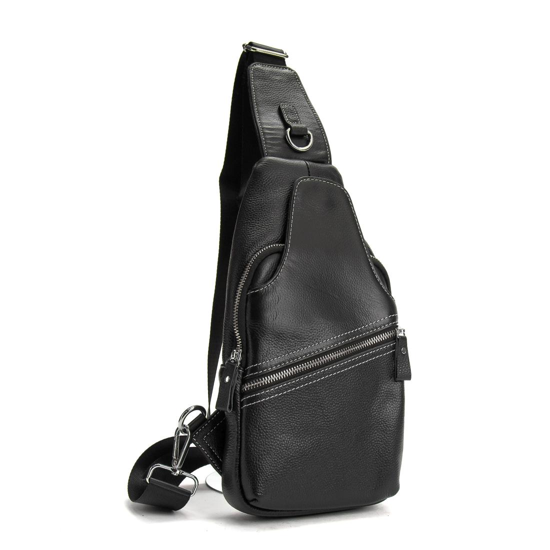 Сумка-слинг черная кожаная Tiding Bag F-A25F-5033A — фото 1