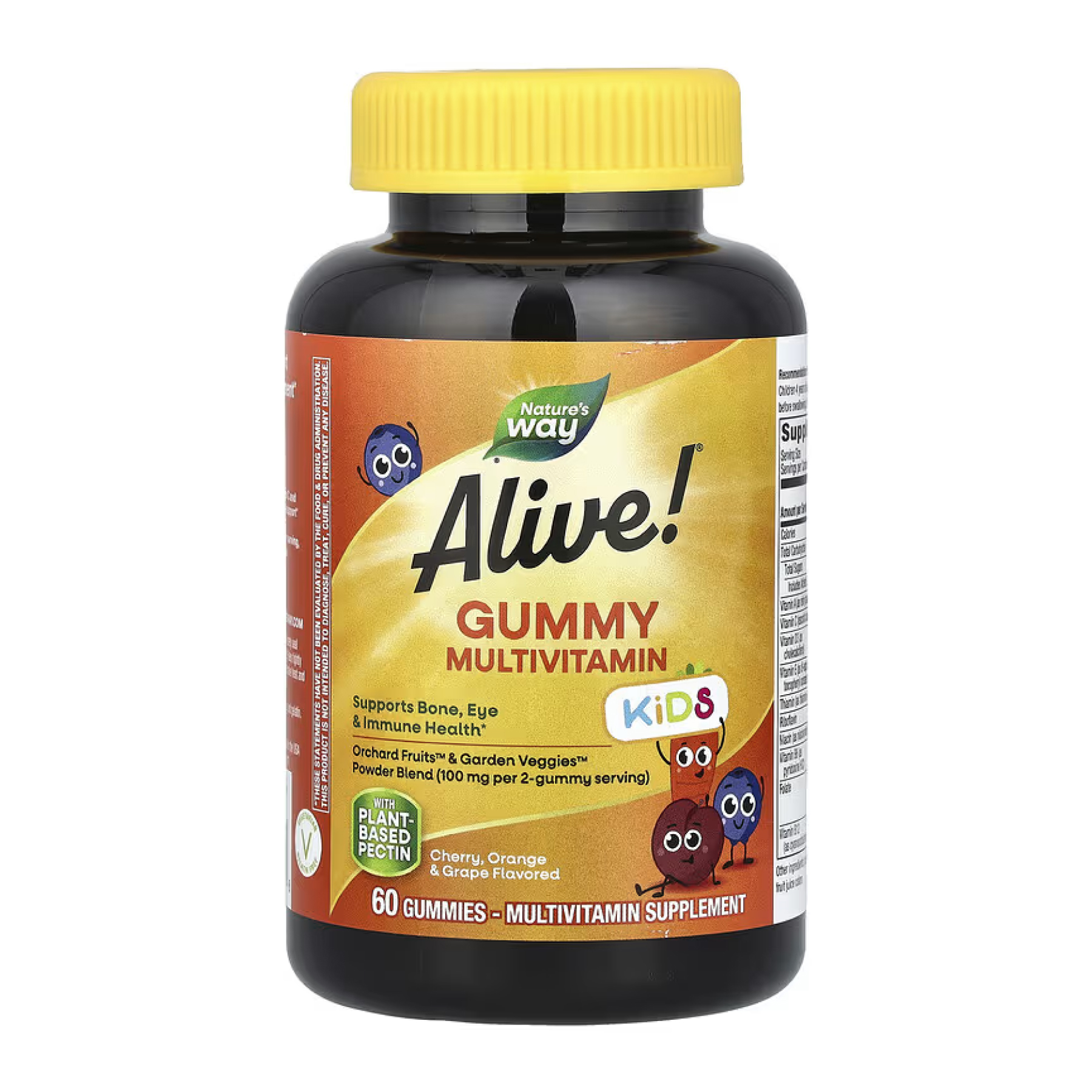 Alive! Детский жевательный мультивитамин, без глютена, на пектине, 60 жевательных конфет — фото 1