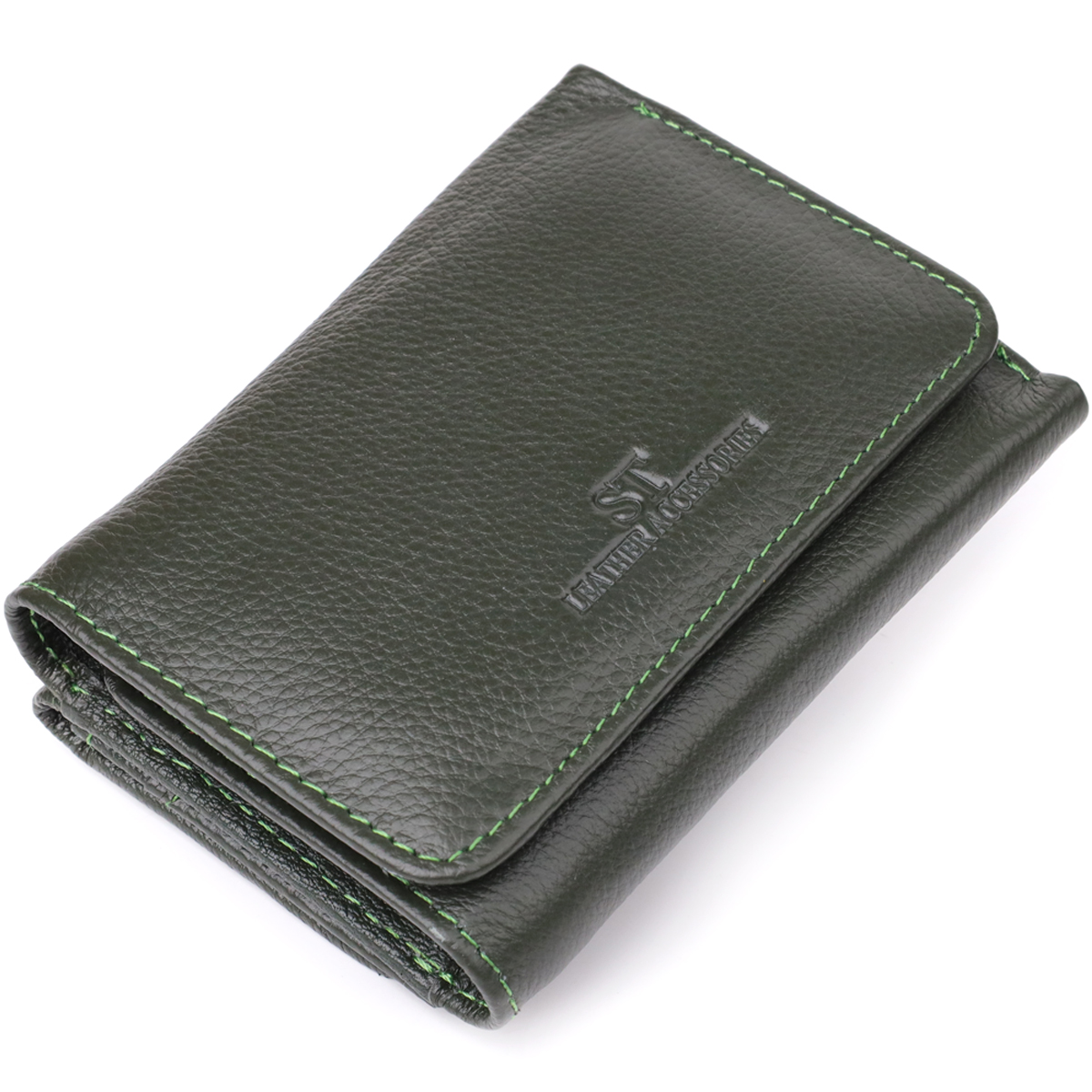 Маленький гаманець зручного формату із натуральної шкіри ST Leather 23076 Зелений